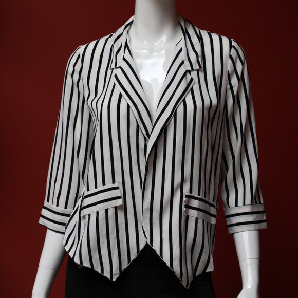 Sparkle & Fade Black and White Striped Blazer - Picture 1 of 13